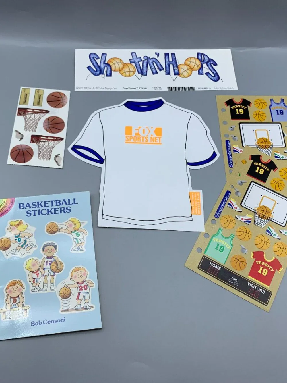 Assortment of Scrapbooking Paper-Stickers-Page Filler Shapes Basketball Themed